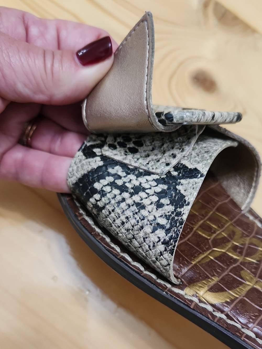 Sam Edelman Granada Snake Print Buckle Slide Sandals Size 8 - Picture 14 of 14